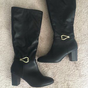 Black Heeled Leather Boots (tall)